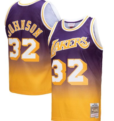 Magic Johnson Los Angeles Lakers 198485 Hardwood Classics Fadeaway Swingman Player Jersey - Gold