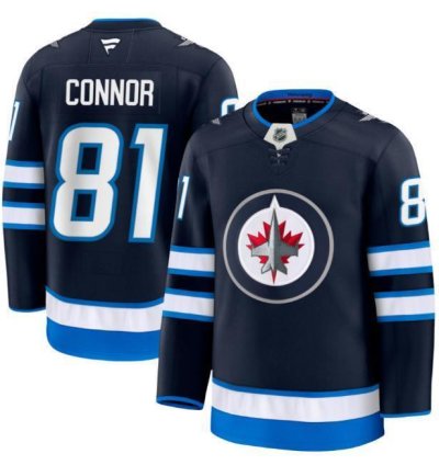 Custom Kyle Connor Jets Jersey - Navy All Stitched