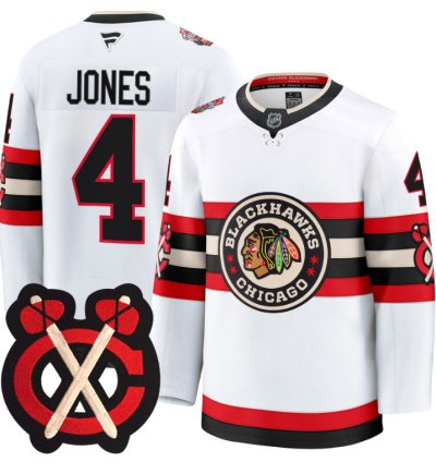 Seth Jones Jersey 4 Chicago Blackhawks Winter Classic Patch Stitched White