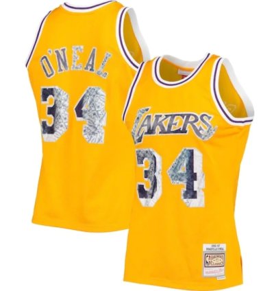 Shaquille Oneal Los Angeles Lakers 1996-97 Hardwood Classics Nba 75th Anniversary Diamond Swingman Jersey - Gold