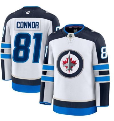 Custom Kyle Connor Jets Jersey - White All Stitched