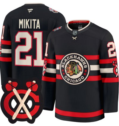 Stan Mikita Jersey 21 Chicago Blackhawks Winter Classic Patch Stitched Black