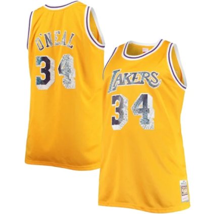 Shaquille Oneal Los Angeles Lakers Big Tall 1996-97 Nba 75th Anniversary Diamond Swingman Jersey - Gold