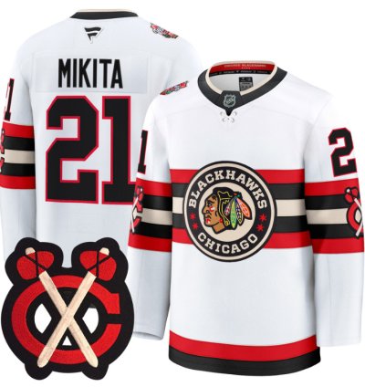 Stan Mikita Jersey 21 Chicago Blackhawks Winter Classic Patch Stitched White