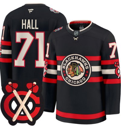 Taylor Hall Jersey 71 Chicago Blackhawks Winter Classic Patch Stitched Black