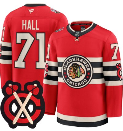 Taylor Hall Jersey 71 Chicago Blackhawks Winter Classic Patch Stitched Red
