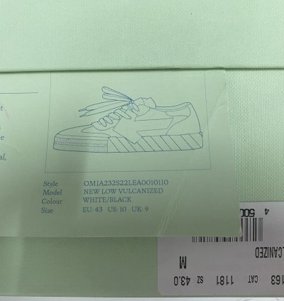 Off-white New Low Vulcanized Sneaker Black Bone