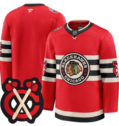 Team Jersey Chicago Blackhawks Winter Classic Patch Premium Stitched Red