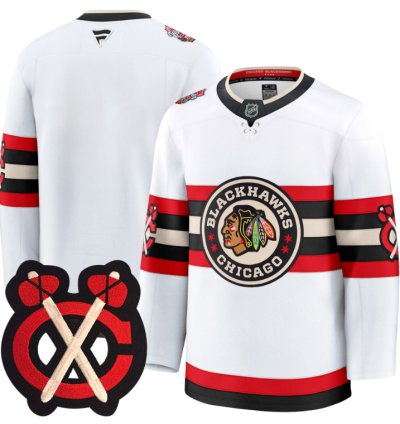 Team Jersey Chicago Blackhawks Winter Classic Patch Premium Stitched White