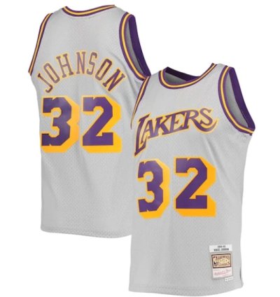 Magic Johnson Los Angeles Lakers 1984-85 Hardwood Classics Reload 20 Throwback Swingman Jersey - Gray