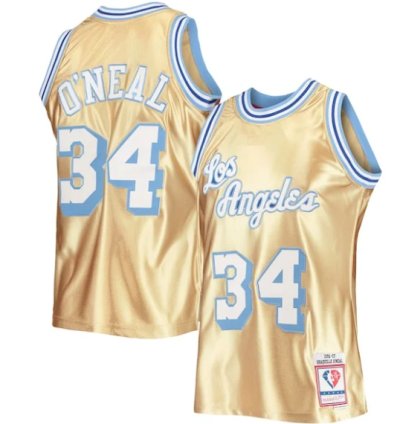 Shaquille Oneal Los Angeles Lakers 75th Anniversary 199697 Hardwood Classics Swingman Jersey - Gold