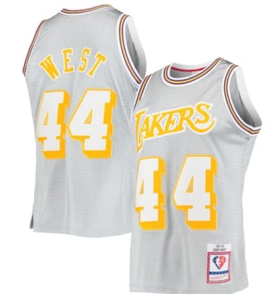 Jerry West Los Angeles Lakers 75th Anniversary 197172 Hardwood Classics Swingman Jersey - Silver