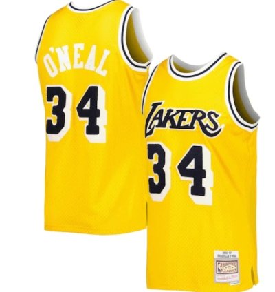 Shaquille Oneal Los Angeles Lakers 199697 Hardwood Classics Off-court Swingman Jersey - Yellow