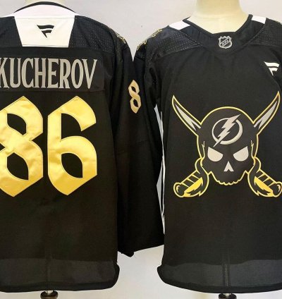 Custom Men Nikita Kucherov Lightning Black Jersey All Stitched
