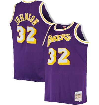 Magic Johnson Los Angeles Lakers Big Tall 198485 Hardwood Classics Swingman Jersey - Purple