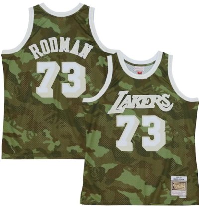 Dennis Rodman Los Angeles Lakers Hardwood Classics 199899 Ghost Green Swingman Jersey - Camo