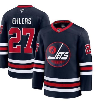 Custom Nikolaj Ehlers Jets Jersey - Alternate Navy All Stitched