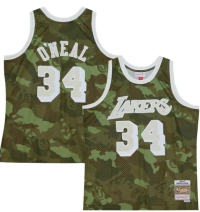 Shaquille Oneal Los Angeles Lakers Hardwood Classics 199697 Ghost Green Swingman Jersey - Camo