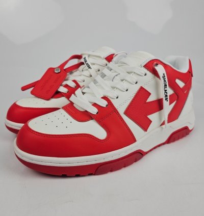 Off-white Out Of Office Men White And Red Sneakers New