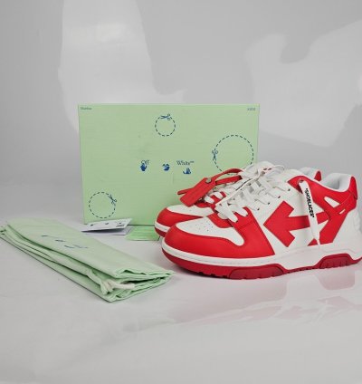 Off-white Out Of Office Men White And Red Sneakers New