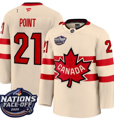 Mens Brayden Point Jersey 21 Canada 4 Nations Face-off 2025 Stitched Cream