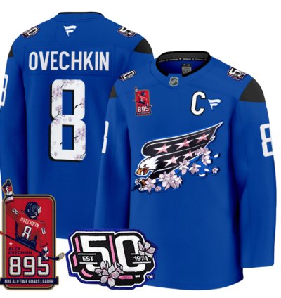 Ovechkin Jersey 8 Washington Capitals All-time Leading Goals Leader Patch Royal