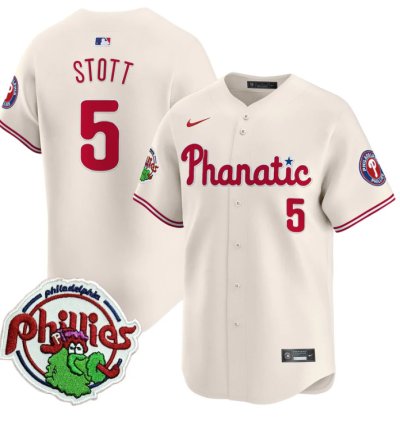 Bryson Stott Jersey 5 Phillies Phanatic Patch Vapor Premier Limited Stitched Cream