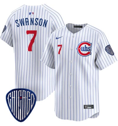 Dansby Swanson Jersey 7 Chicago Cubs Blue Alternate Vapor Premier Limited Stitched Pinstripe