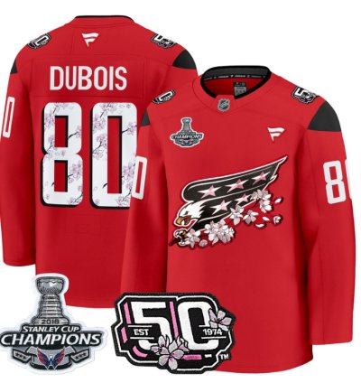 Pierre-luc Dubois Jersey 80 Washington Capitals 50th 2018 Stanley Cup Champions Patch Red
