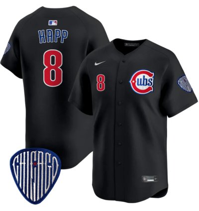 Ian Happ Jersey 8 Chicago Cubs Blue Alternate Vapor Premier Limited Stitched Black