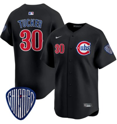 Kyle Tucker Jersey 30 Chicago Cubs Blue Alternate Vapor Premier Limited Stitched Black