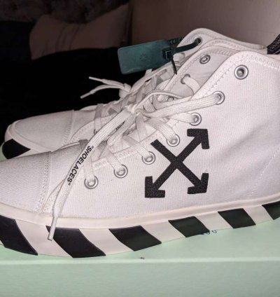 Off-white Vulc Sneaker Mid White Black- Size 12 46 Euro