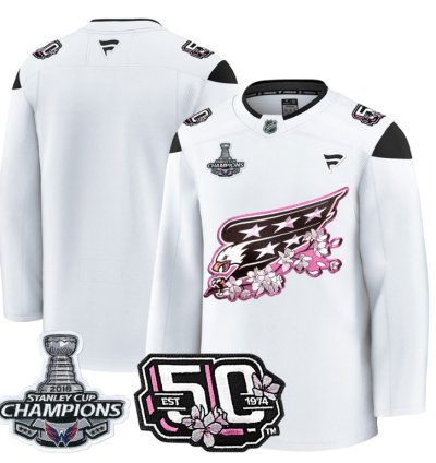 Team Jersey Washington Capitals 50th 2018 Stanley Cup Champions Patch Stitched White