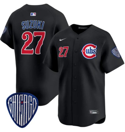 Seiya Suzuki Jersey 27 Chicago Cubs Blue Alternate Vapor Premier Limited Stitched Black