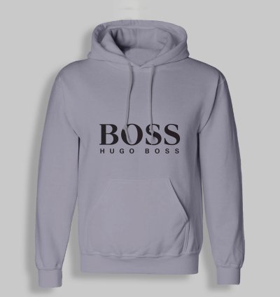 Hugo Boss Logo Unisex Grey Hoodie - Size Usa
