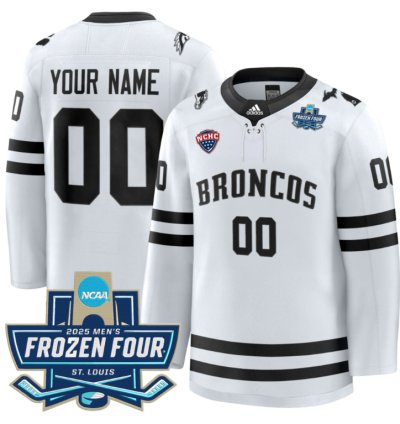 Custom Western Michigan Broncos Jersey 2025 Frozen Four Patch Stitched White