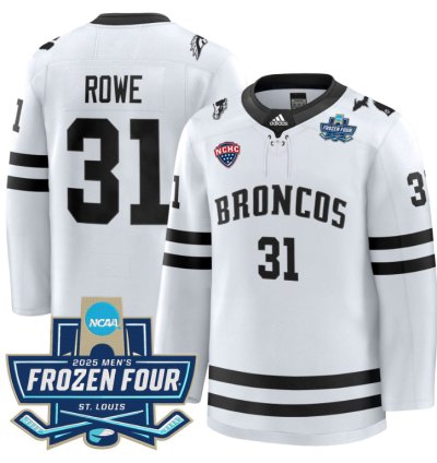 Cameron Rowe Jersey 31 Western Michigan Broncos 2025 Frozen Four Patch Stitched White
