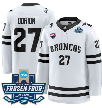 Dan Dorion Jersey 27 Western Michigan Broncos 2025 Frozen Four Patch Stitched White