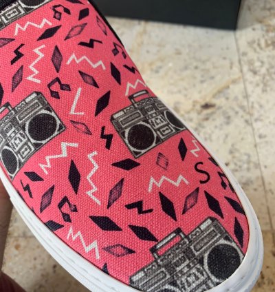 Radio Print Slip On Venice Trainer In Pink