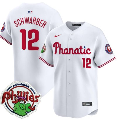 Kyle Schwarber Jersey 12 Phillies Phanatic Patch Vapor Premier Limited Stitched White