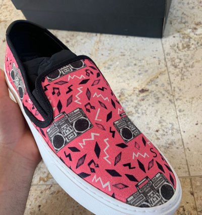 Radio Print Slip On Venice Trainer In Pink
