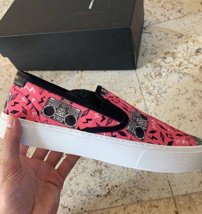Radio Print Slip On Venice Trainer In Pink