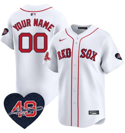 Custom Boston Red Sox Jersey Tim Wakefield Limited Memorial Patch Stitched White