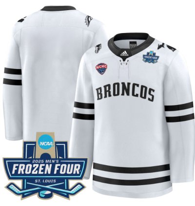 Team Jersey Blank Western Michigan Broncos 2025 Frozen Four Patch Premium Stitched White