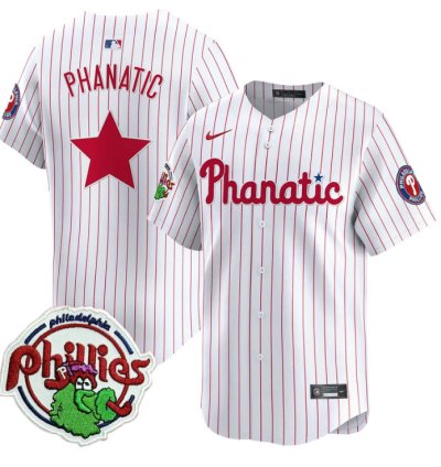 Phanatic Jersey Phillies Phanatic Patch Vapor Premier Limited Stitched White Pinstripe