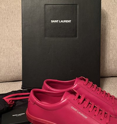 Rare Saint Laurent Andy Low Top Sneaker Men Sz 42 Red 9 Us