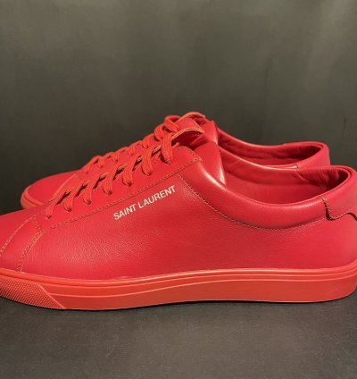 Rare Saint Laurent Andy Low Top Sneaker Men Sz 42 Red 9 Us