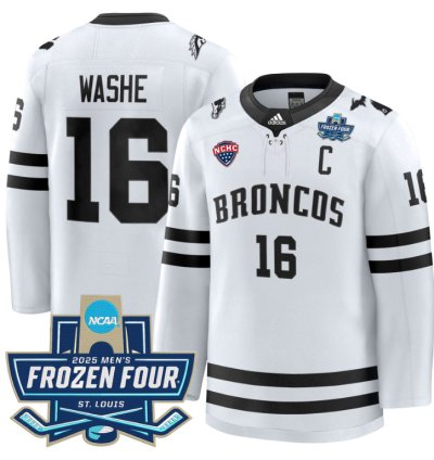 Tim Washe Jersey 16 Western Michigan Broncos 2025 Frozen Four Patch Stitched White