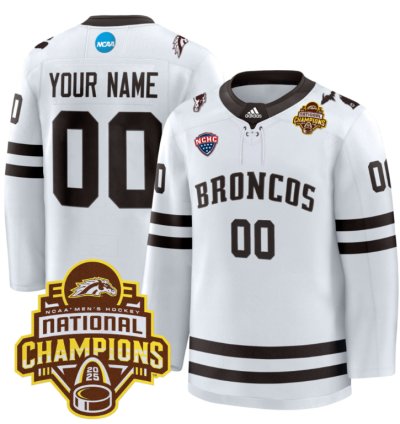 Custom Western Michigan Broncos Jersey 2025 National Champions Patch Premium Stitched White