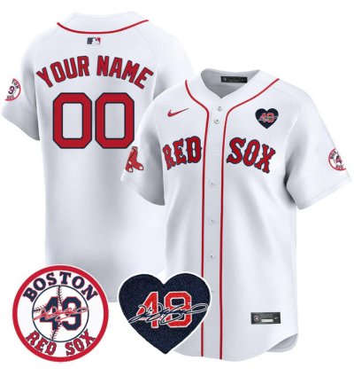 Custom Boston Red Sox Jersey Tim Wakefield Memorial Patch Stitched White